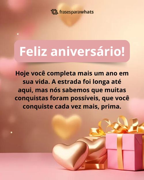 Parabéns, Prima +60 Frases para Desejar um dia Lindo para Ela